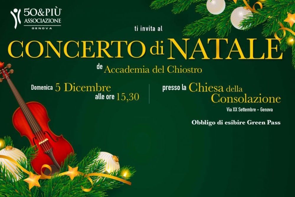 Locandina del Concerto di Natale organizzato da 50&Più Genova