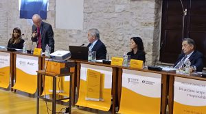 Il tavolo dei relatori durante la presentazione del volume organizzata da 50&Più Lazio ad Anagni