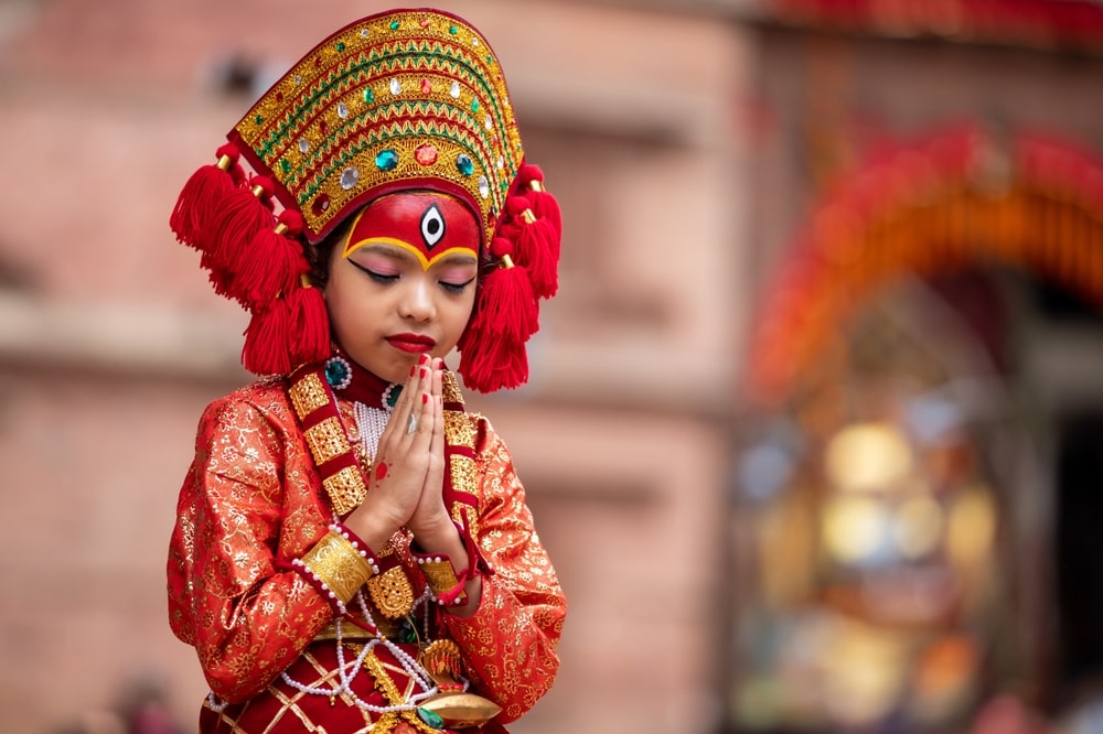 Nepal immagine giovane dea indu