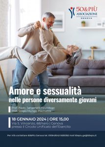 Locandina del convegno Amore e sessualità organizzato da 50&Più genova